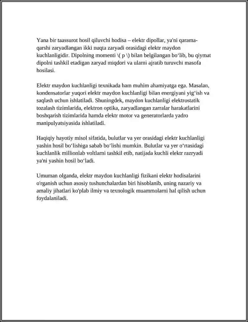 Elektr Maydon Kuchlanligi Referat 4
