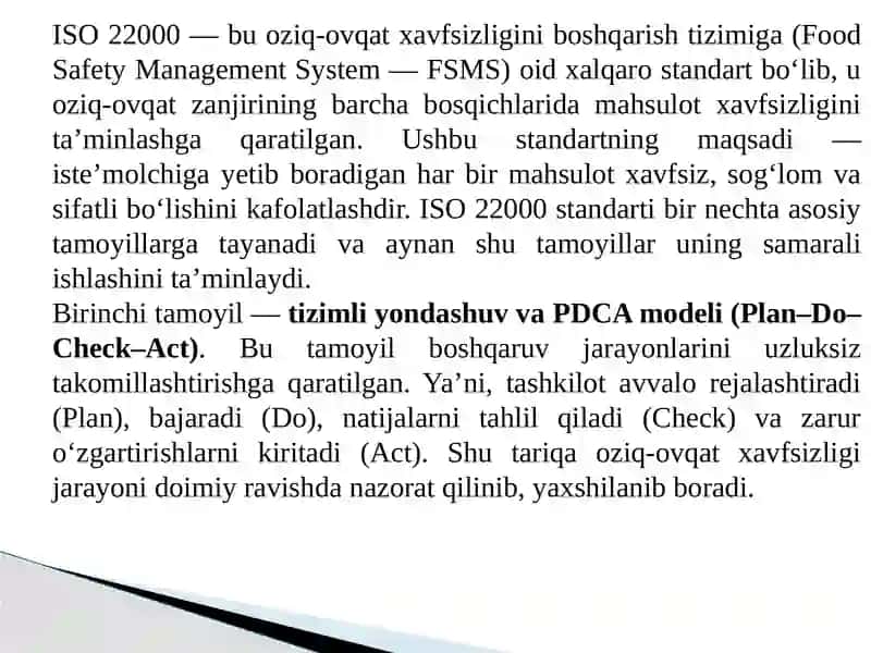 ISO 22000 va Oziq-Ovqat Xafsizligi Standartlarini O'rganish 4