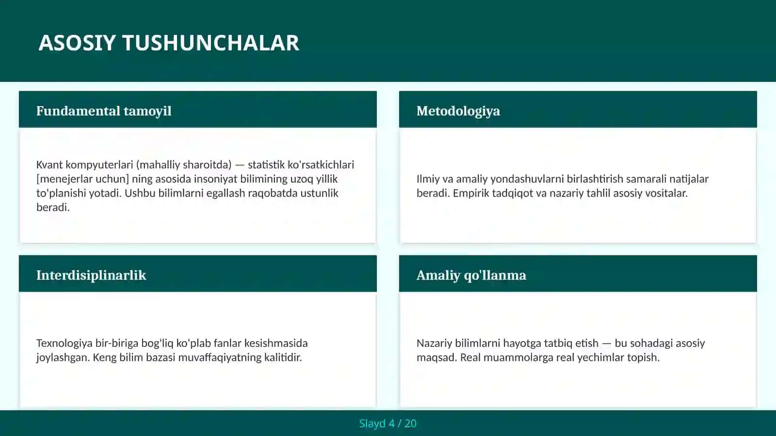 Kvant kompyuterlari (mahalliy sharoitda) — statistik ko'rsatkichlari [menejerlar uchun] 4