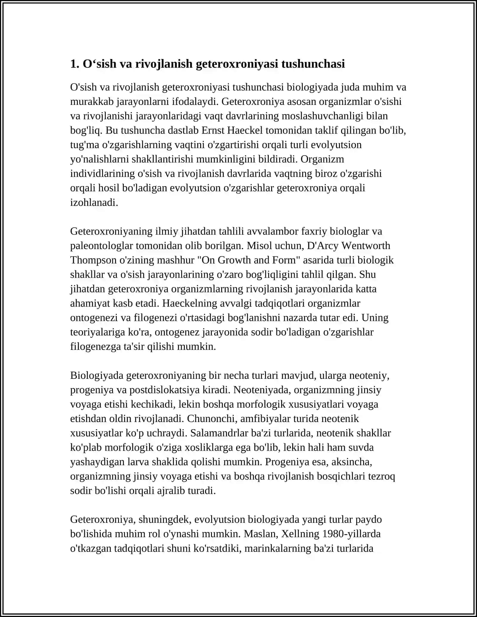 OʻSISH VA RIVOJLANTIRISH GETEROXRONIYASINI JADVAL VA SXEMALAR TARZIDA OʻRGANIB CHIQISH 4