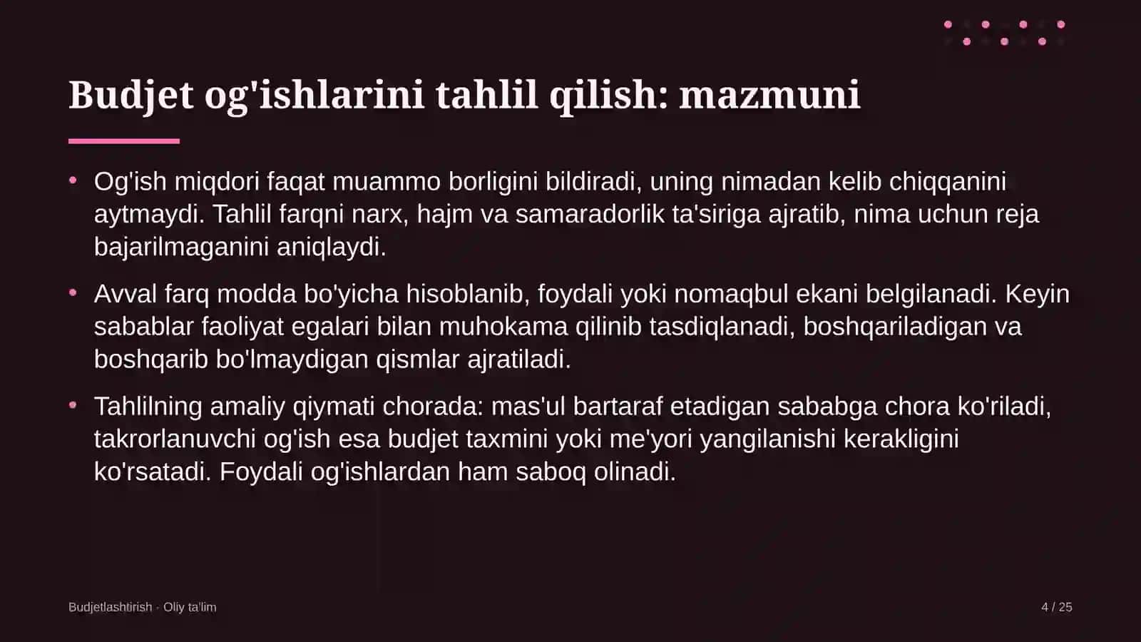 Kanselyariya do'konlarida budjet og'ishlarini tahlil qilish 4