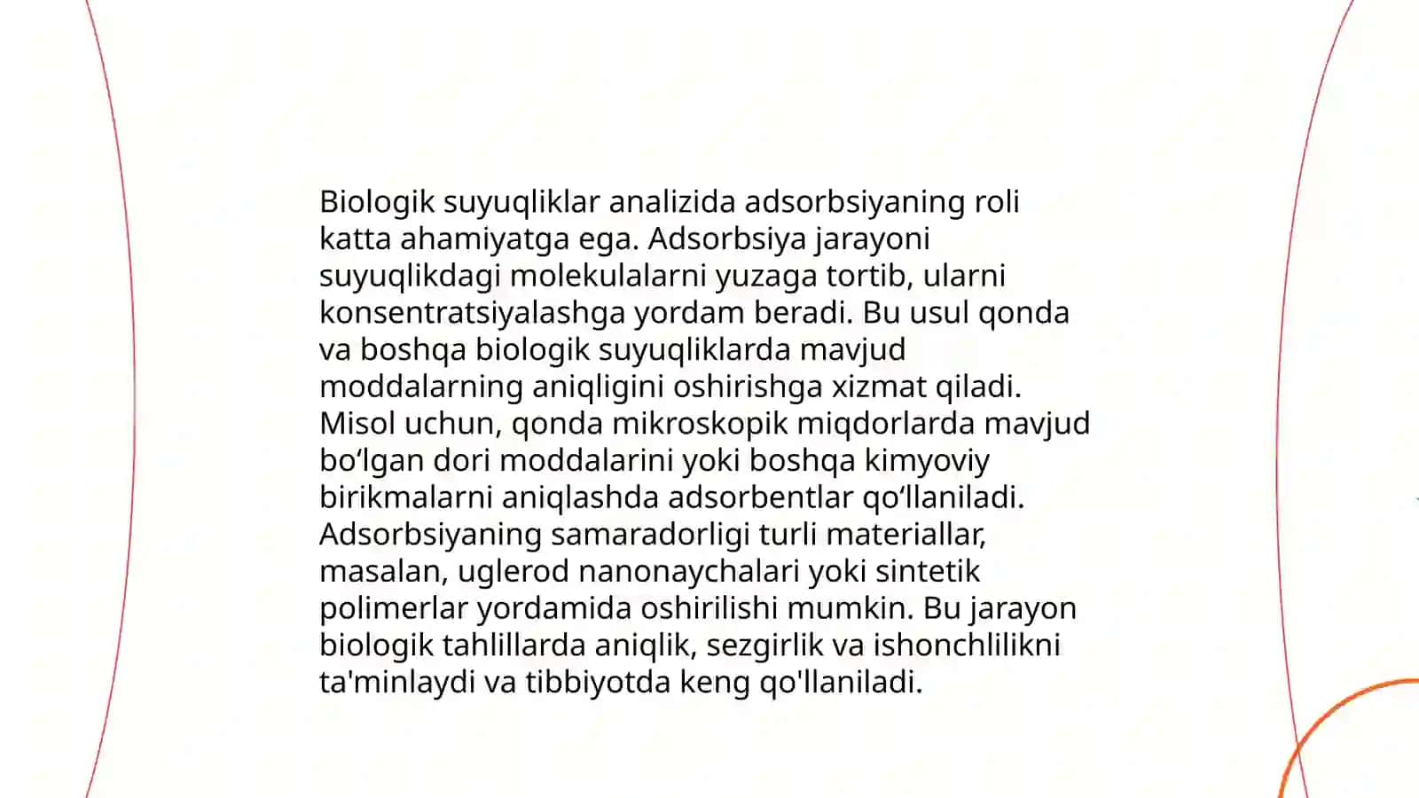 Adsorbsiyaning biologiya va tibbiyotdagi ahamiyati 4