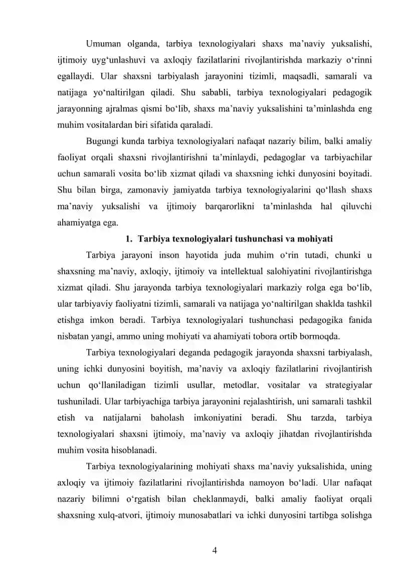 TARBIYA TEXNOLOGIYALARI 4