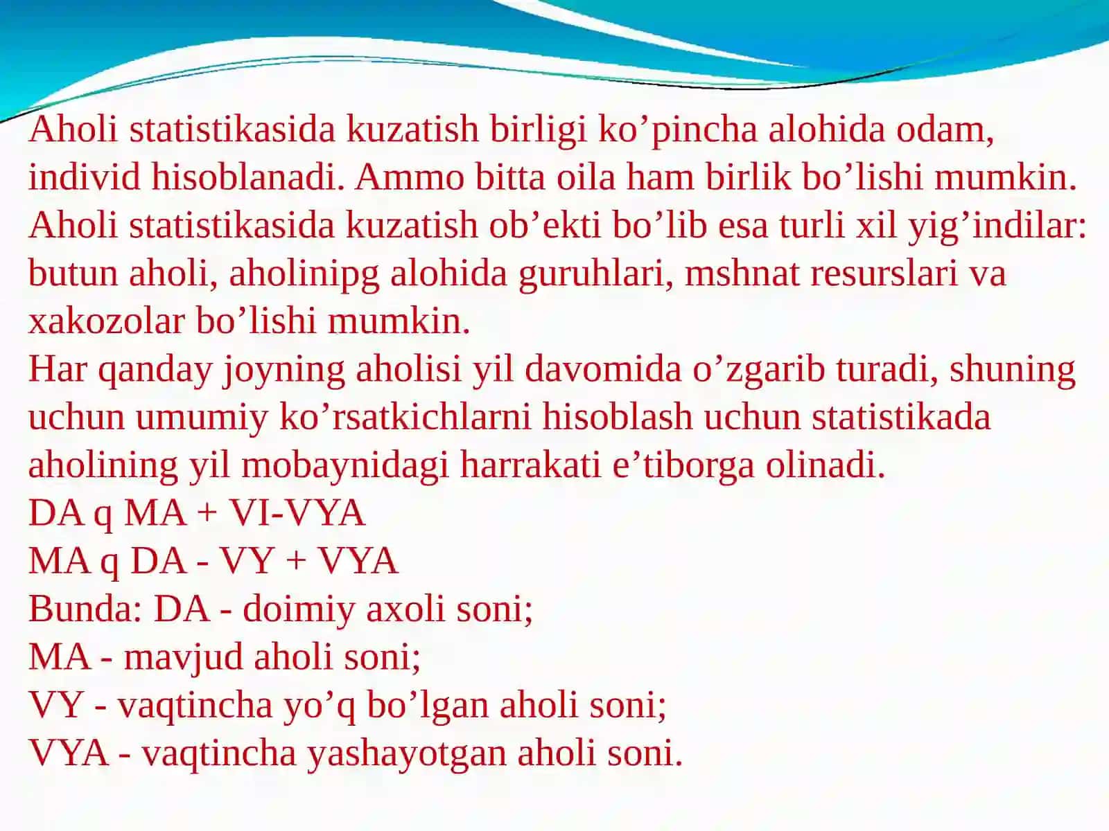 Аholi statistikasi 4