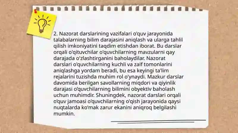 Ta'limiy va nazorat darslarini tashkil etish 4