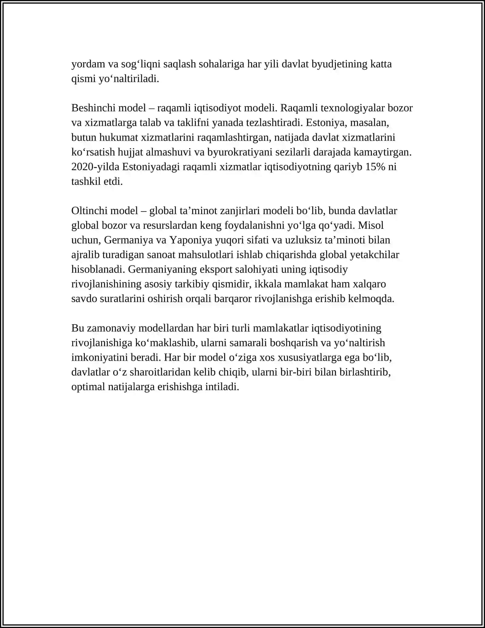 HOZIRGI ZAMON IQTISODIY TA'LIMOTLARNING ASOSIY YO'NALISHLARI 4