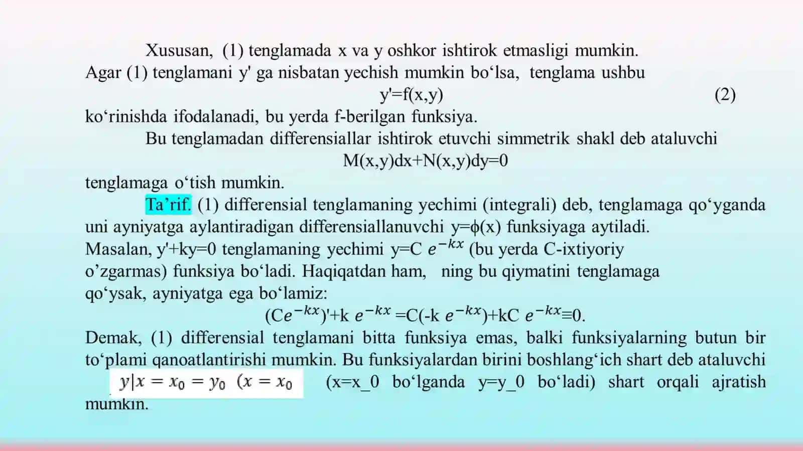 Differensial tenglamalar 4
