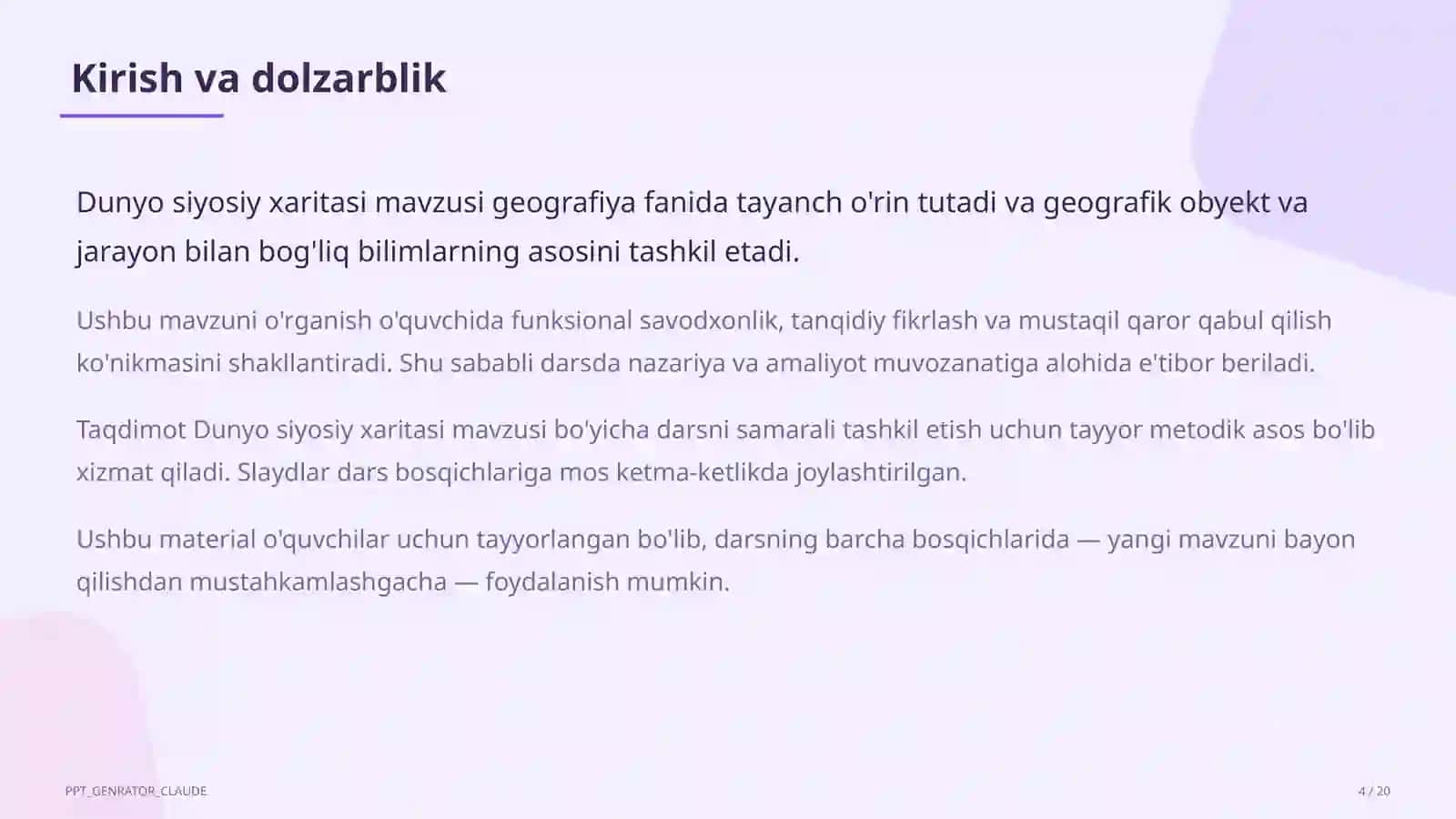 Dunyo siyosiy xaritasi (10-sinf) 4