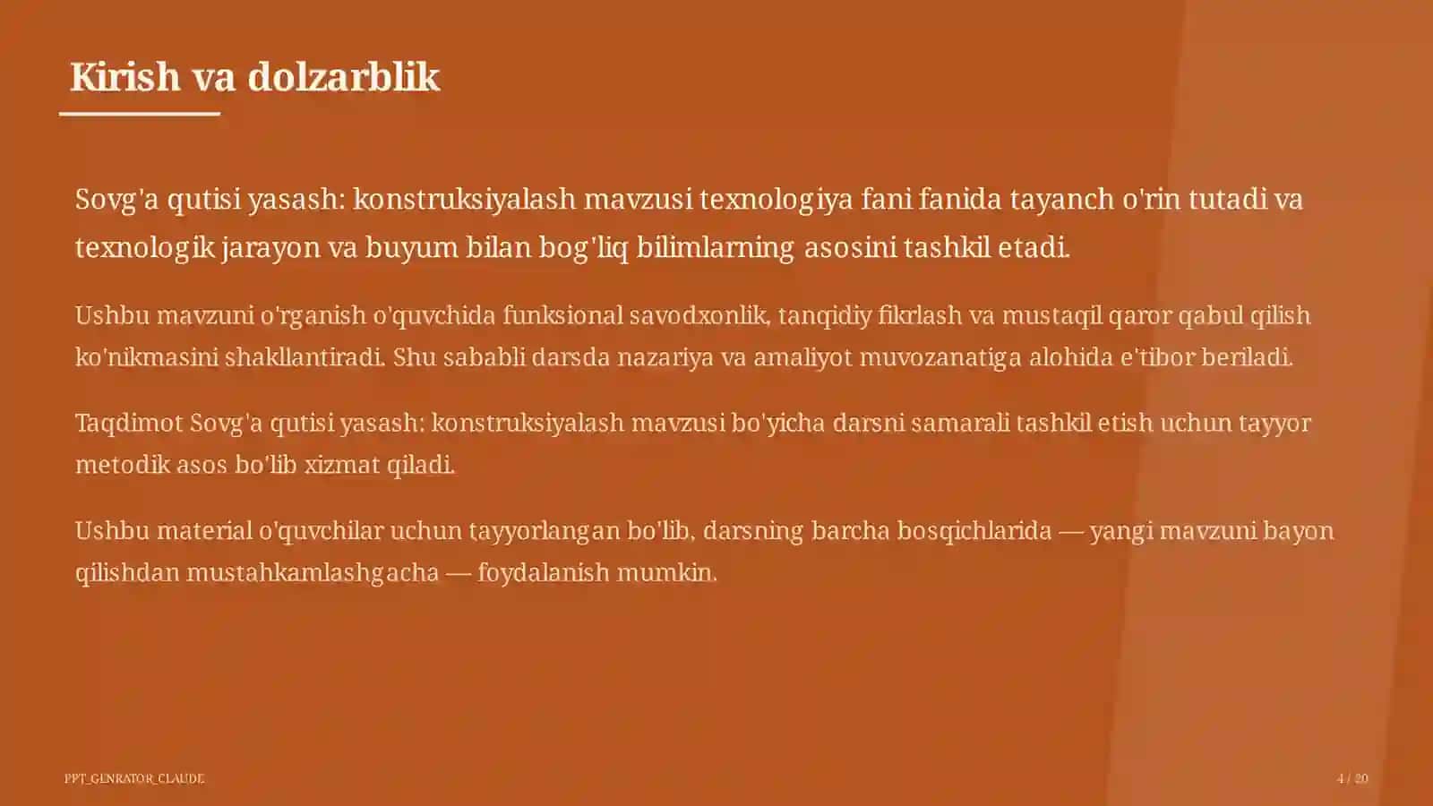 Sovg'a qutisi yasash: konstruksiyalash (3-sinf) 4