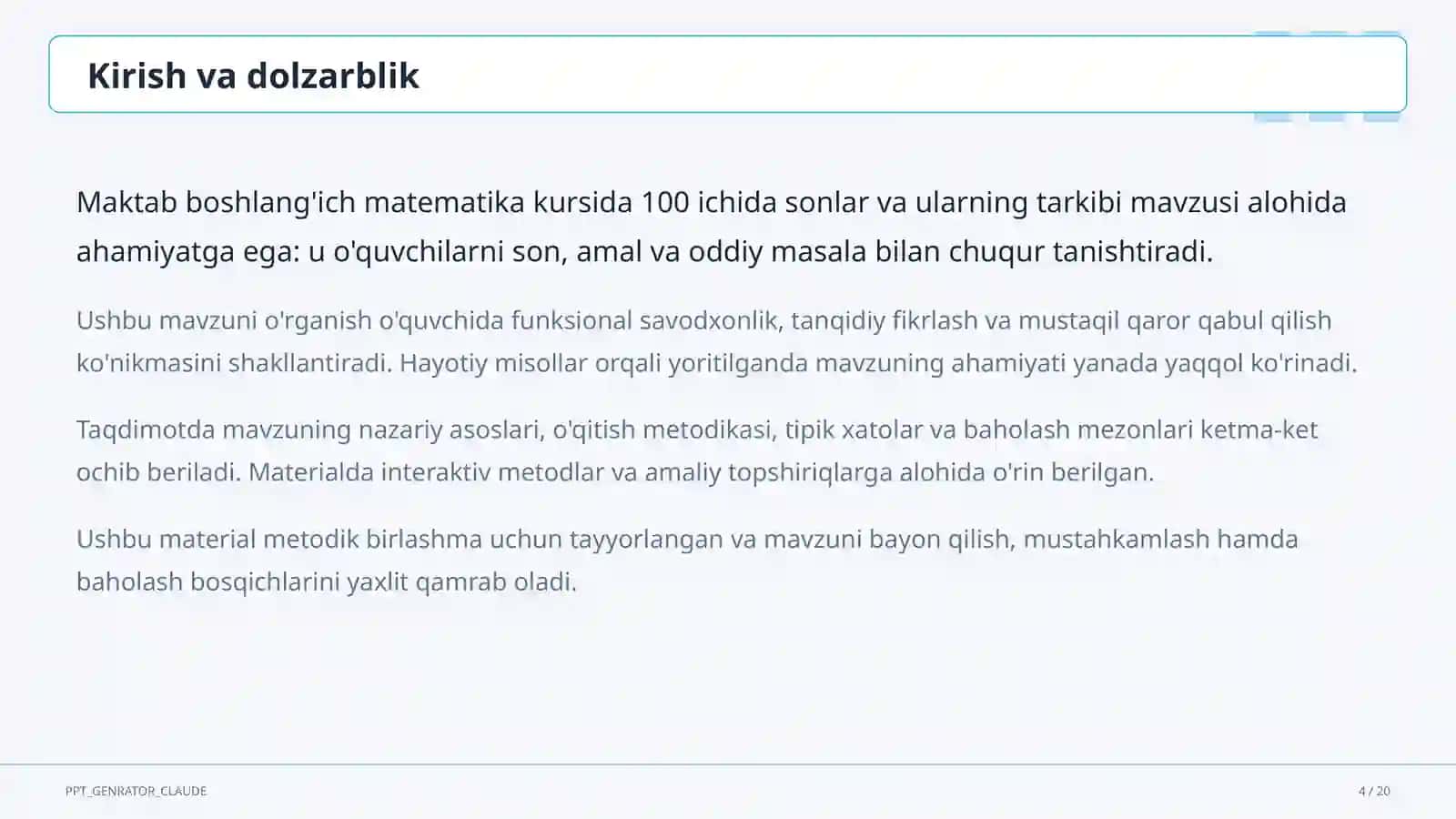 100 ichida sonlar va ularning tarkibi (2-sinf) 4