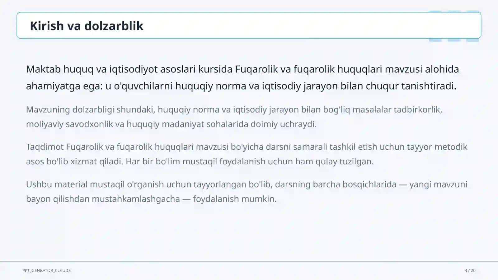 Huquq va iqtisodiyot asoslari (9–11) 4