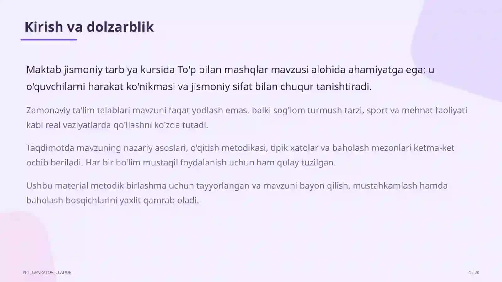 To'p bilan mashqlar (2-sinf) 4