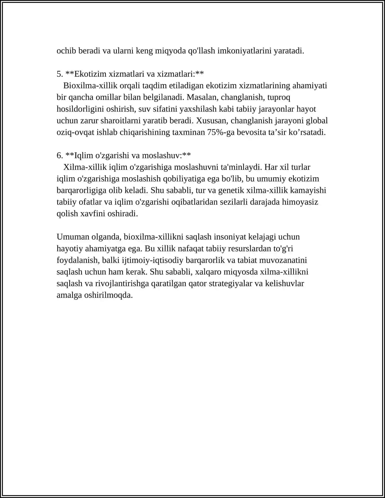 BIOXILMA-XILLIKNI SAQLASH VA BARQAROR RIVOJLANISH 4