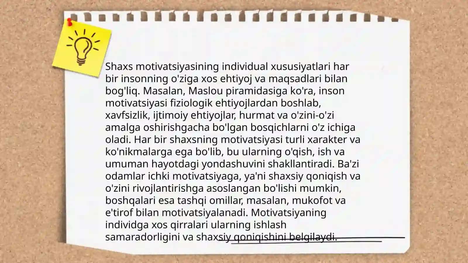 Shaxs motivatsiyaning shakllanishining psixologik xususiyatlari 4