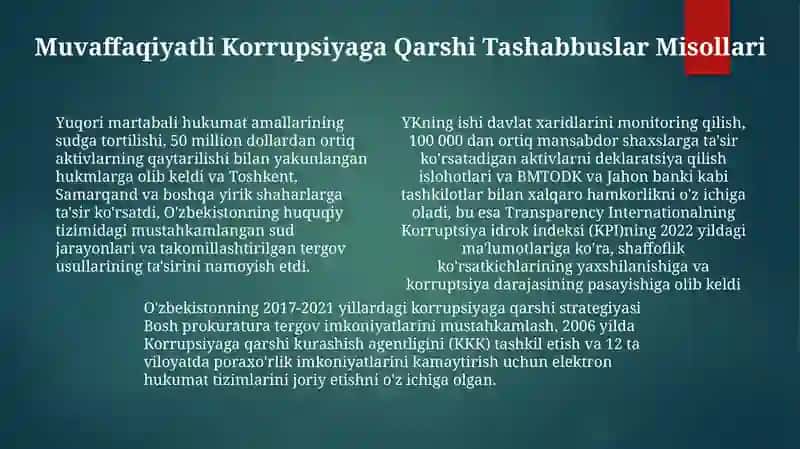 Karrupsiyaga qarsi kurash va o'zbekistonda karrupsiyaga qarsi kurash mexanizmlari 4