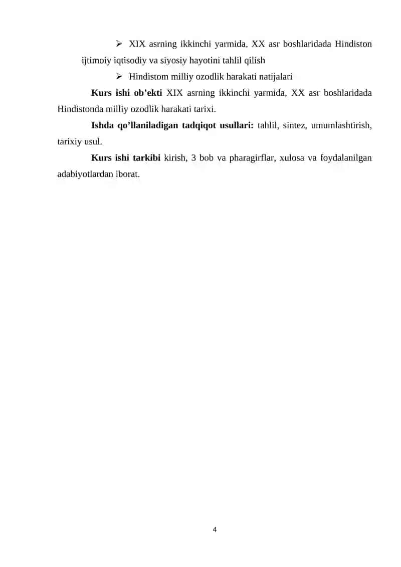 XIX ASRNING IKKINCHI YARMIDA, XX ASR BOSHLARIDADA HINDISTONDA MILLIY OZODLIK HARAKATI 4