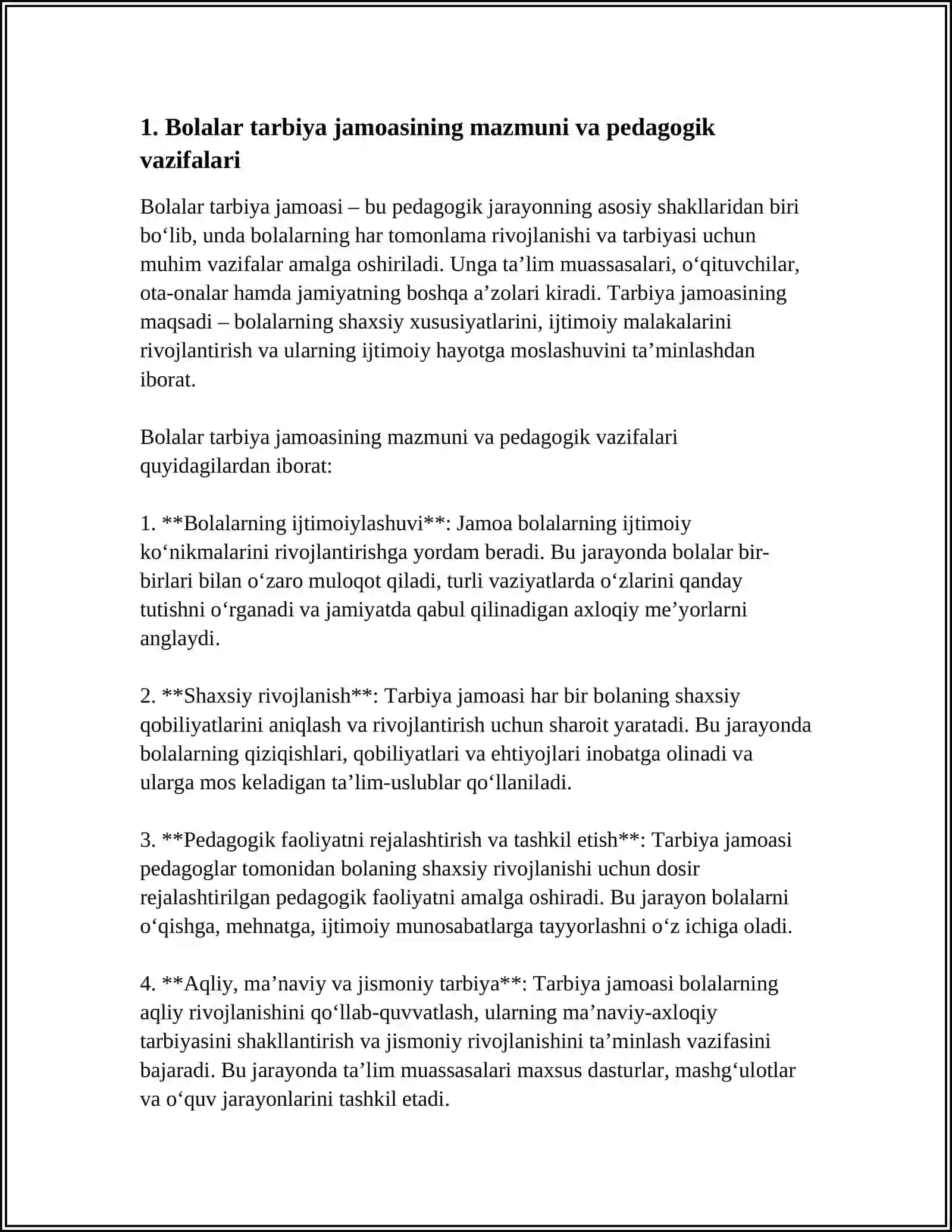 BOLALAR TARBIYA JAMOASI-YAXLIT PEDAGOGIK JARAYONNING ASOSIY SHAKLI 4