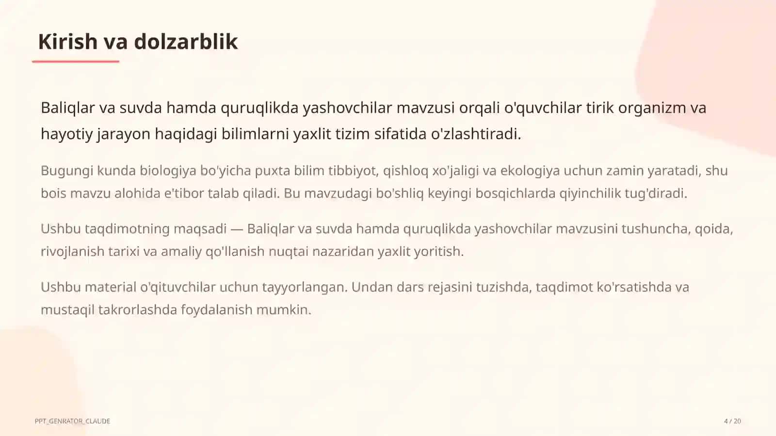 Baliqlar va suvda hamda quruqlikda yashovchilar (7-sinf) 4