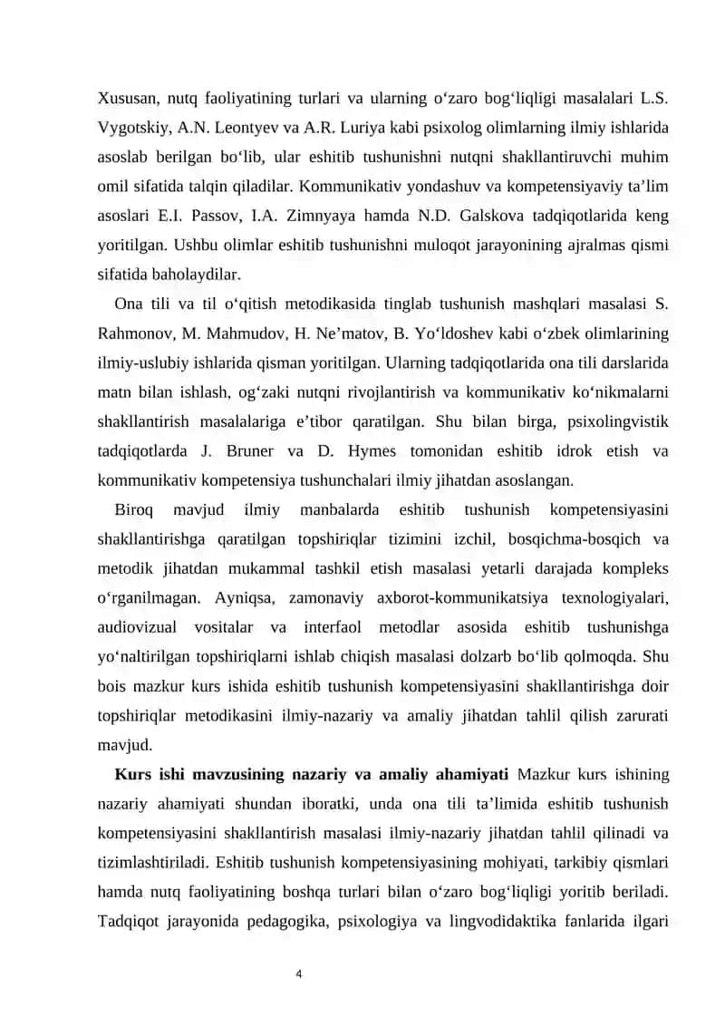 Ona tili ta’limida eshitib tushunish kompetensiyasini shakllantirishga doir topshiriqlar metodikasi 4