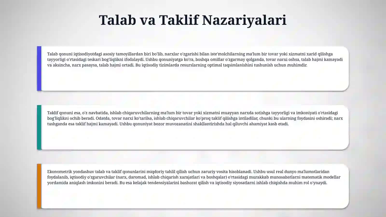 Maxsulotga boʻlgan talab va taklifning ekonometrik modellarini tuzish. 4