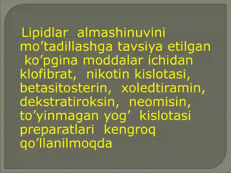 GIPOLIPIDIMIK dori vositalari klinik farmakologiyasi 4