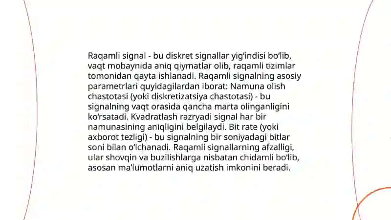 Analog signallar turlari va ularning parametrlari 4