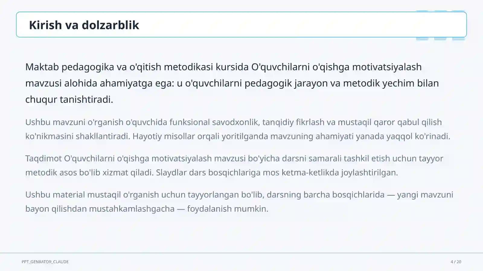 O'quvchilarni o'qishga motivatsiyalash 4