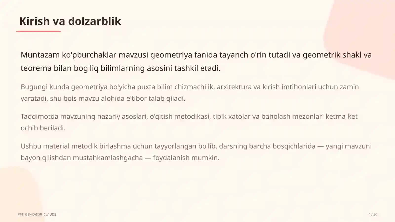 Muntazam ko'pburchaklar (9-sinf) 4