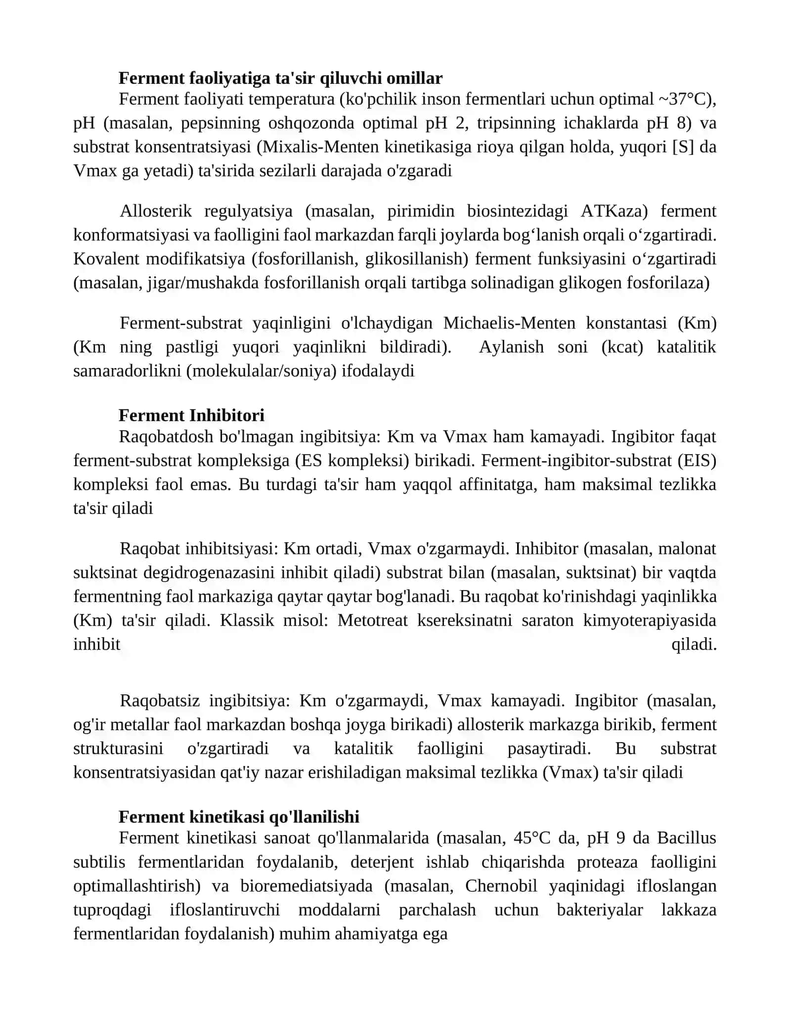 Oddiy fermentativ jarayonlar kinetikasi 4