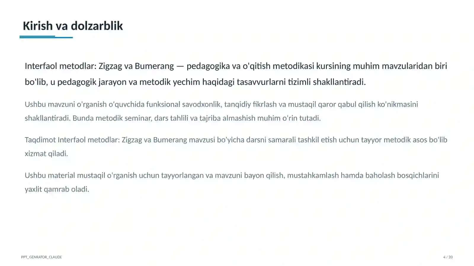 Interfaol metodlar: Zigzag va Bumerang 4