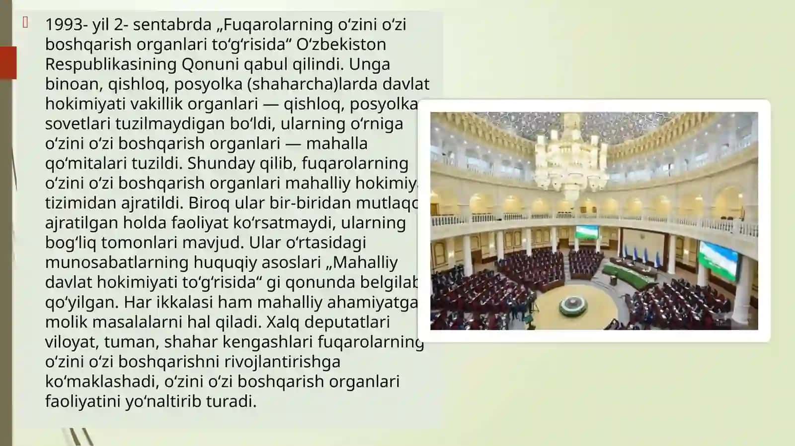 O’zbekistonda siyosiy isloxotlarning boshlanishi hamda demokratik davlat boshqaruvining o’rnatilishi 4