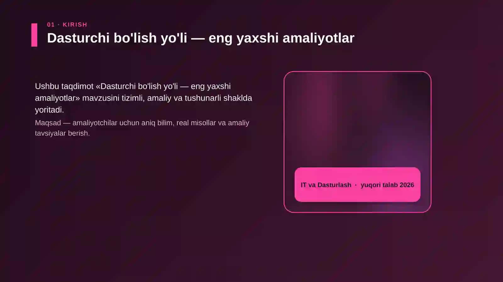 Dasturchi bo'lish yo'li — eng yaxshi amaliyotlar 4