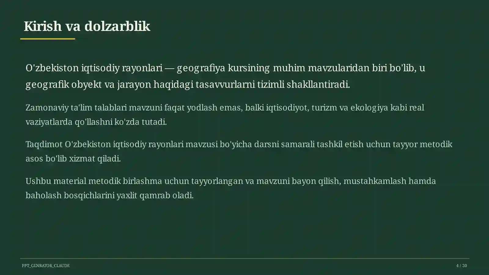 O'zbekiston iqtisodiy rayonlari (9-sinf) 4