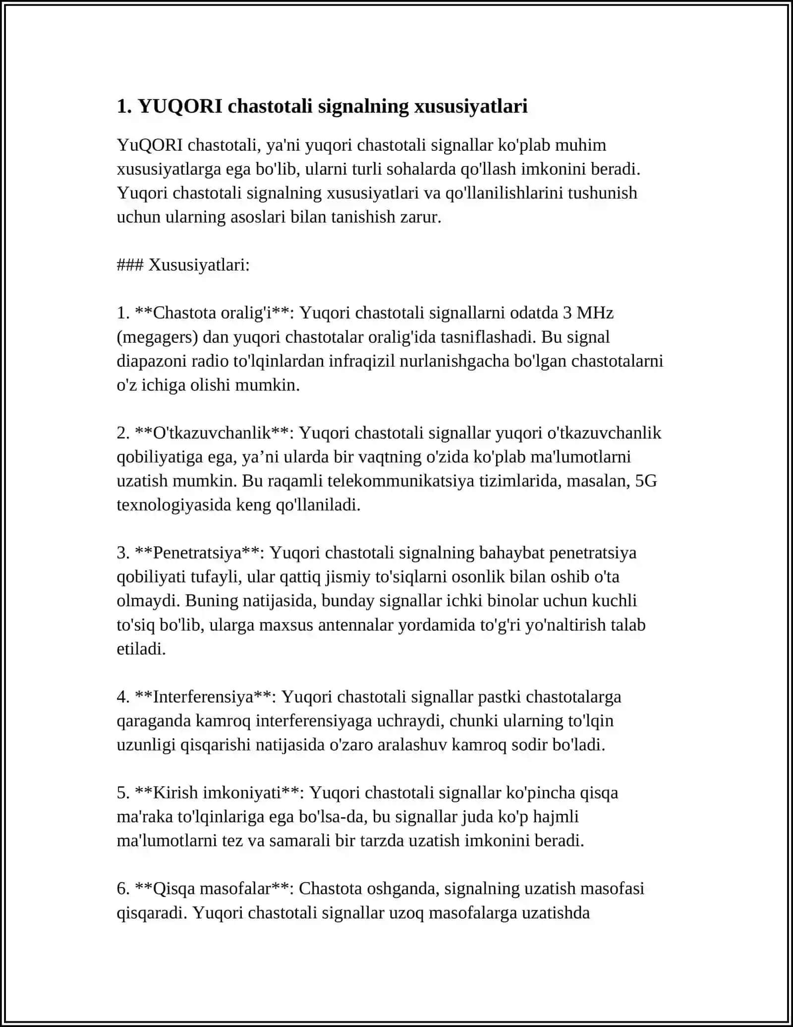 YUQORI CHASTOTALI SIGNALLARNI UZATISH USULLARI 4