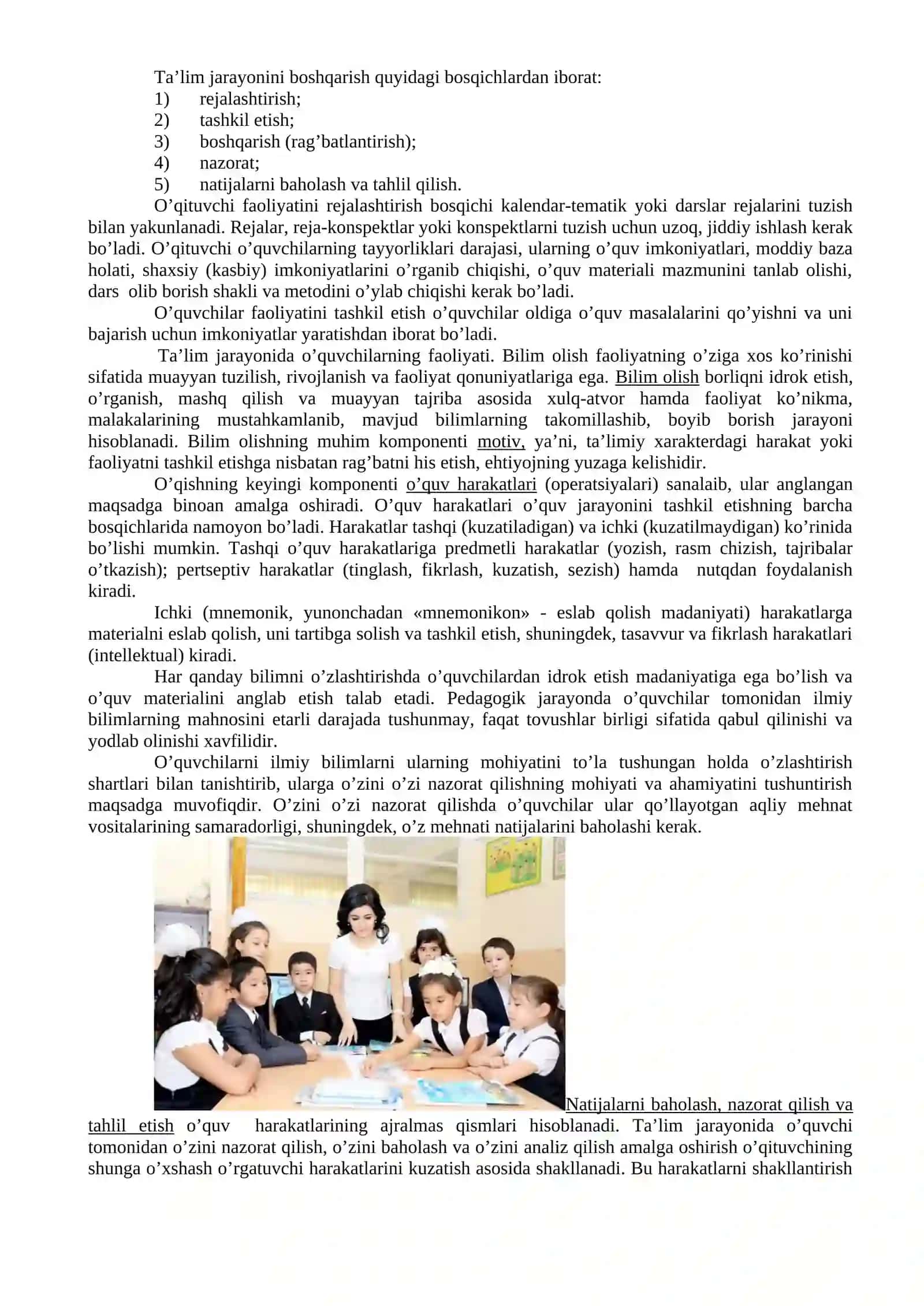 Ta'lim prinsiplari. Ta'lim jarayonini tashkil etishning metodik asoslari 4