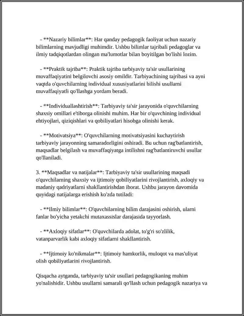 TARBIYAVIY TASIR ETISH USULLARI VA VOSITALARI 4