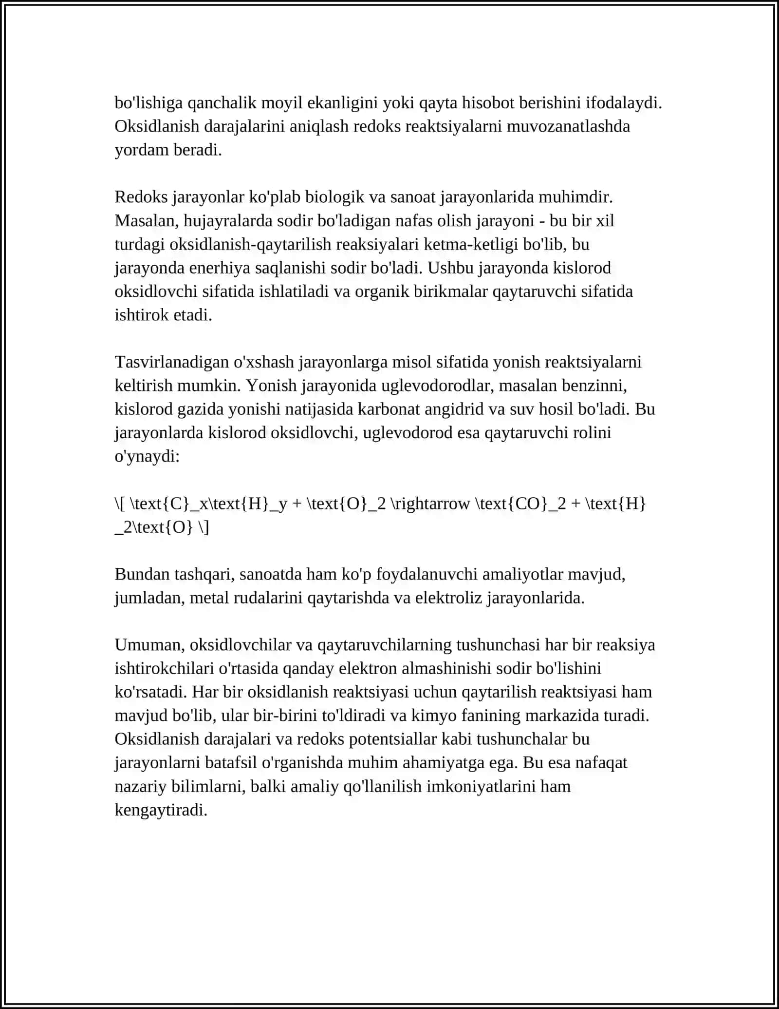 OKSIDLOVCHI VA QAYTARUVCHILARNING EKVIVALENT MASSASINI ANIQLASH 4