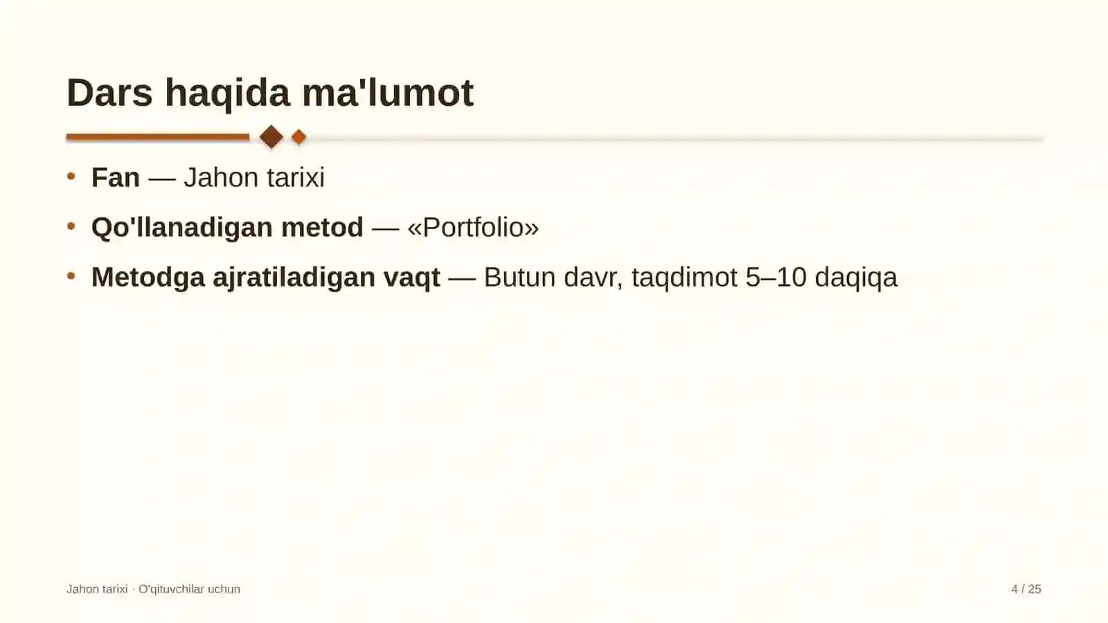 jahon tarixi darslarida portfolio metodidan foydalanish 8162 4