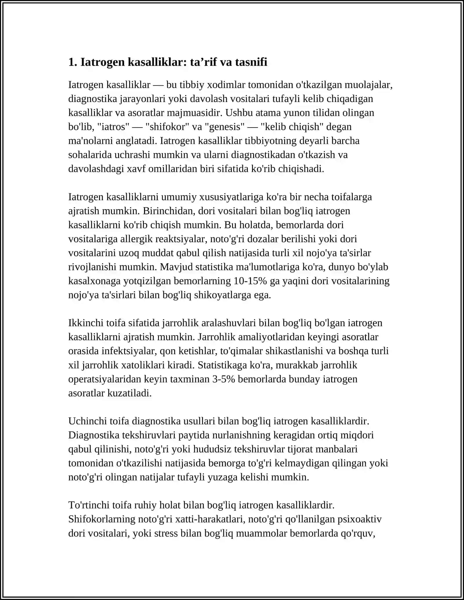 YATROGEN KASALLIKLAR:ULARNING ASOSIY SABABI,OQIBATLARI VA OLDINI OLISH 4