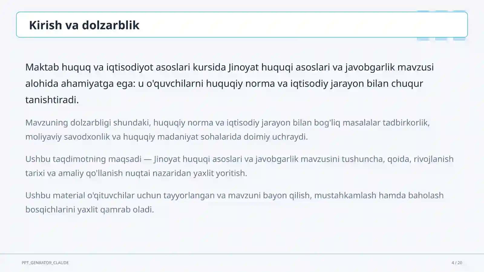 Jinoyat huquqi asoslari va javobgarlik (10-sinf) 4