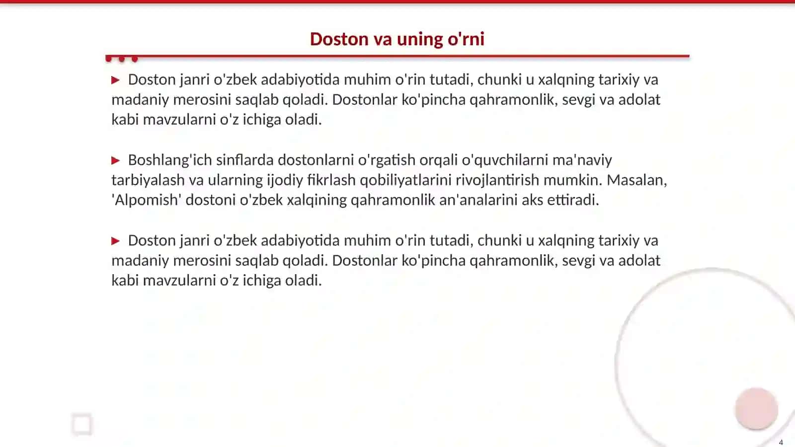 She'riy janrni o'rgatish yuzasidan metodik tavsiyalar ishlab chiqish 4