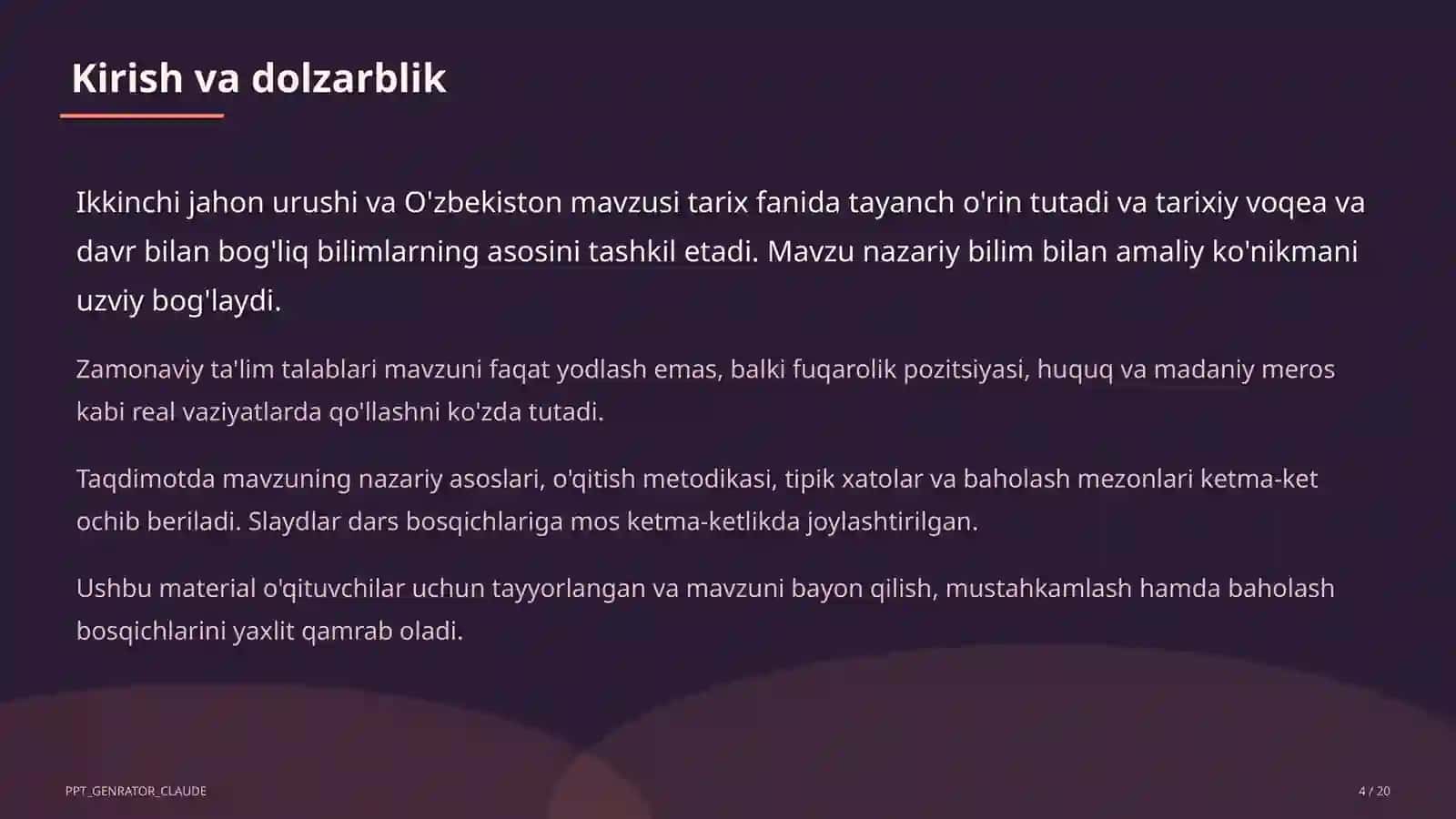 Ikkinchi jahon urushi va O'zbekiston (10-sinf) 4