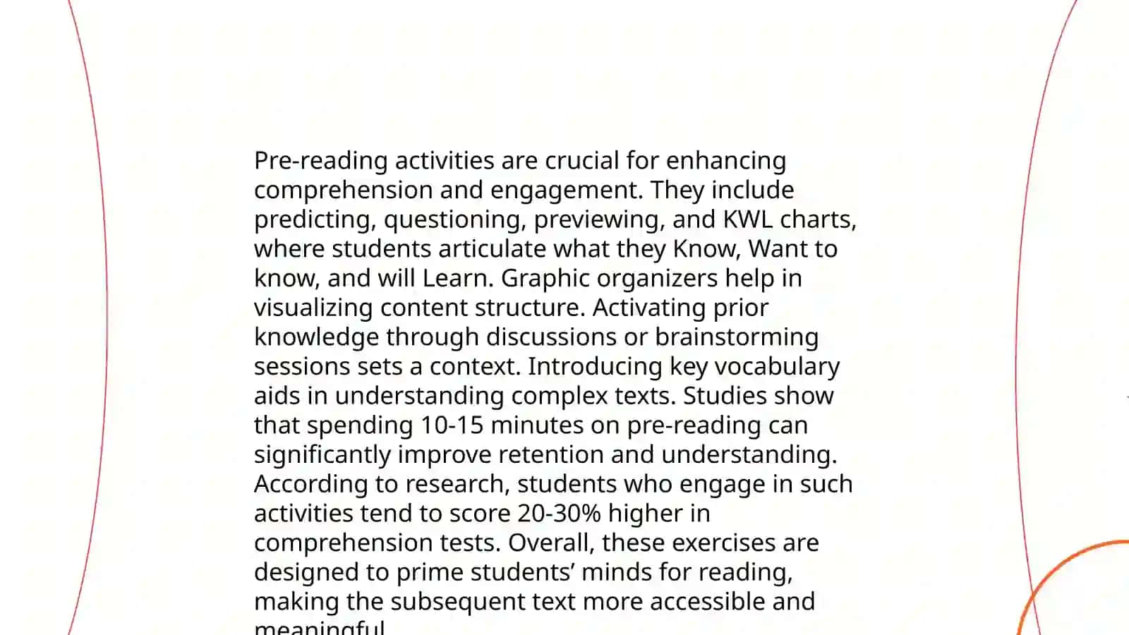 Activities for different stages in the lesson 4