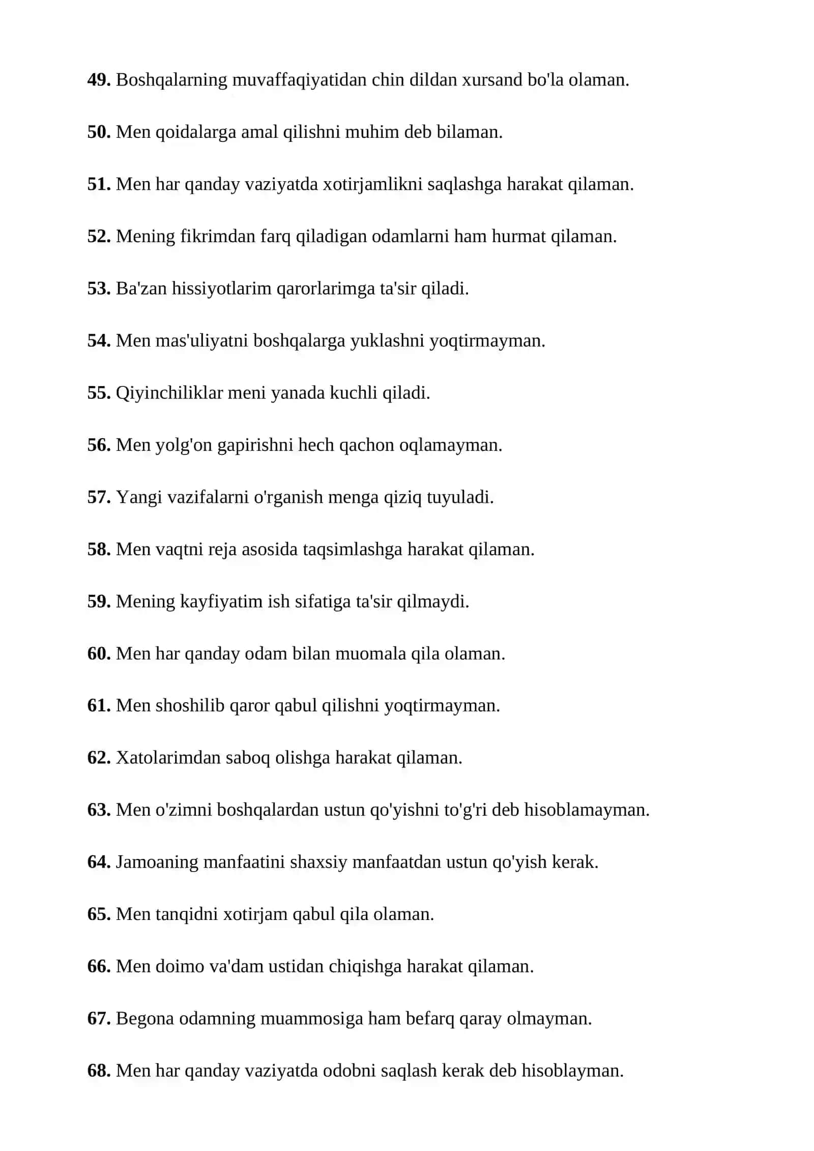 ichki ishlarga kirivchilar uchun psixologik testlar to`plami 4