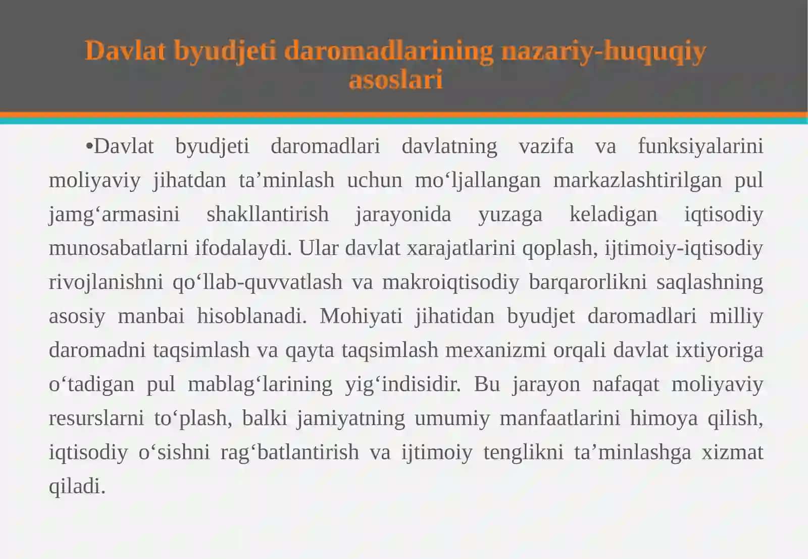 Davlat byudjetida daromadlar tushunchasi va tizimi: markazlashgan va markazlashtirilmagan daromadlar 4
