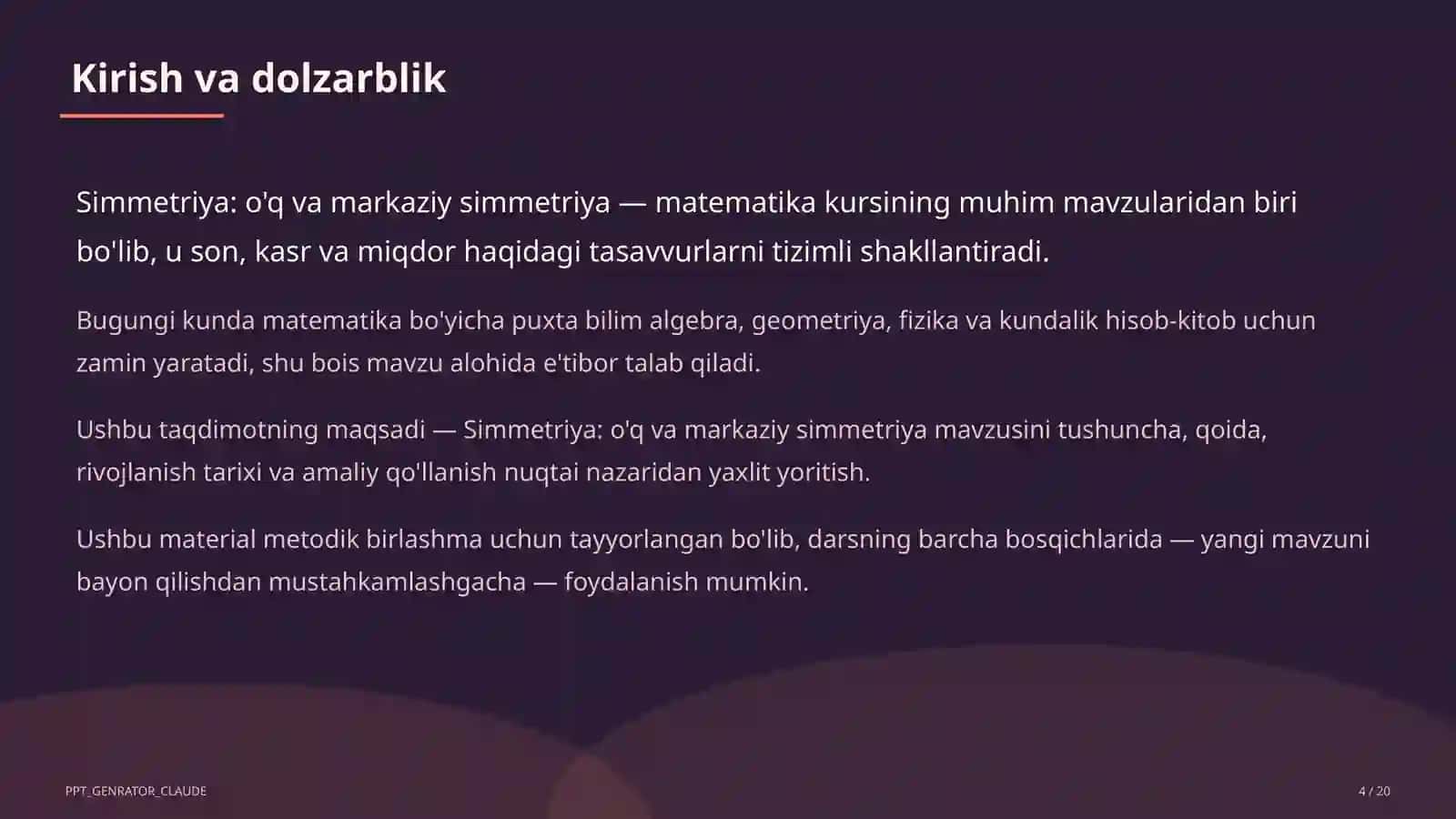 Simmetriya: o'q va markaziy simmetriya (6-sinf) 4