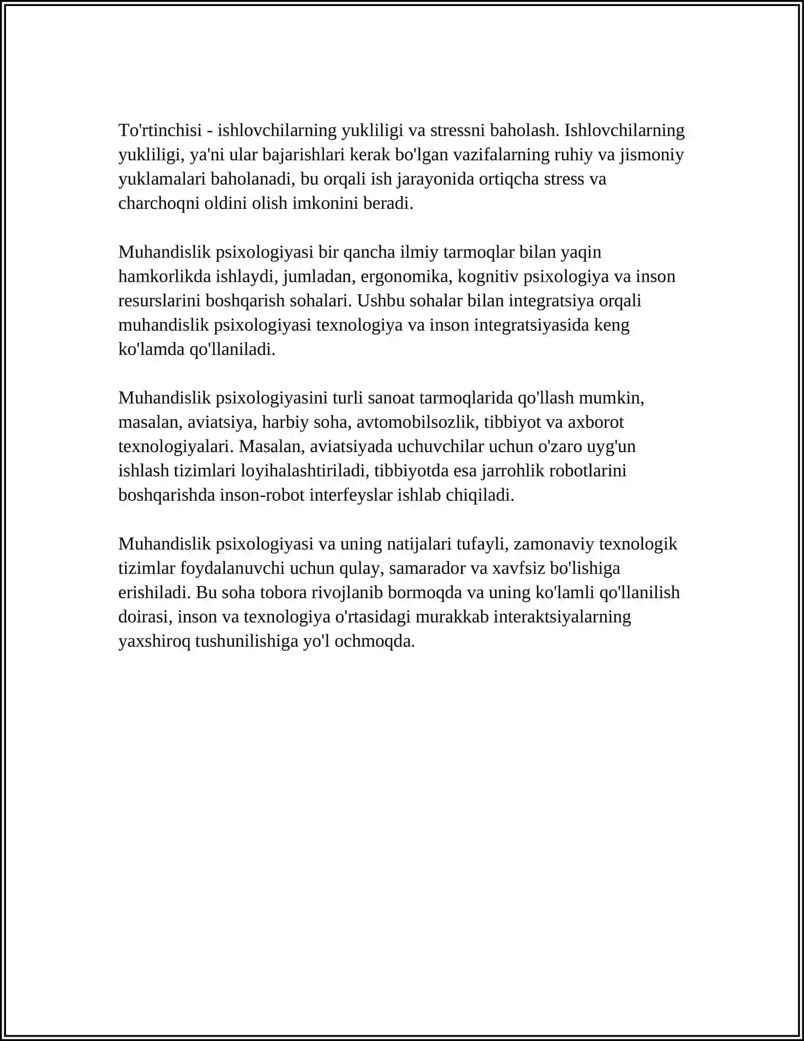 MUHANDISLIK PSIXOLOGIYASINING PREDMETI, MAQSADI VA ASOSIY KONTSEPTUAL QOIDALARI 4