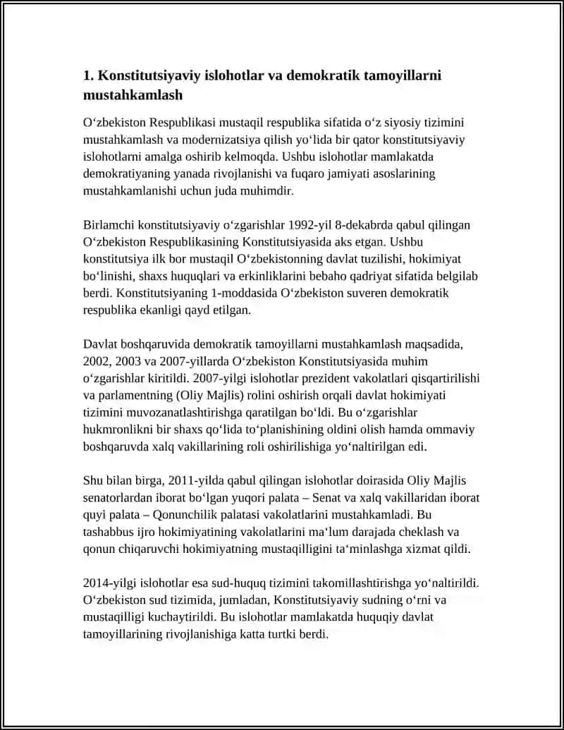 O'ZBEKISTONDA DEMOKRATIK FUQAROLIK JAMIYATI ASOSLARINING SHAKLLANISHI AMALGA OSHIRILGAN ISLOHOTLAR 4