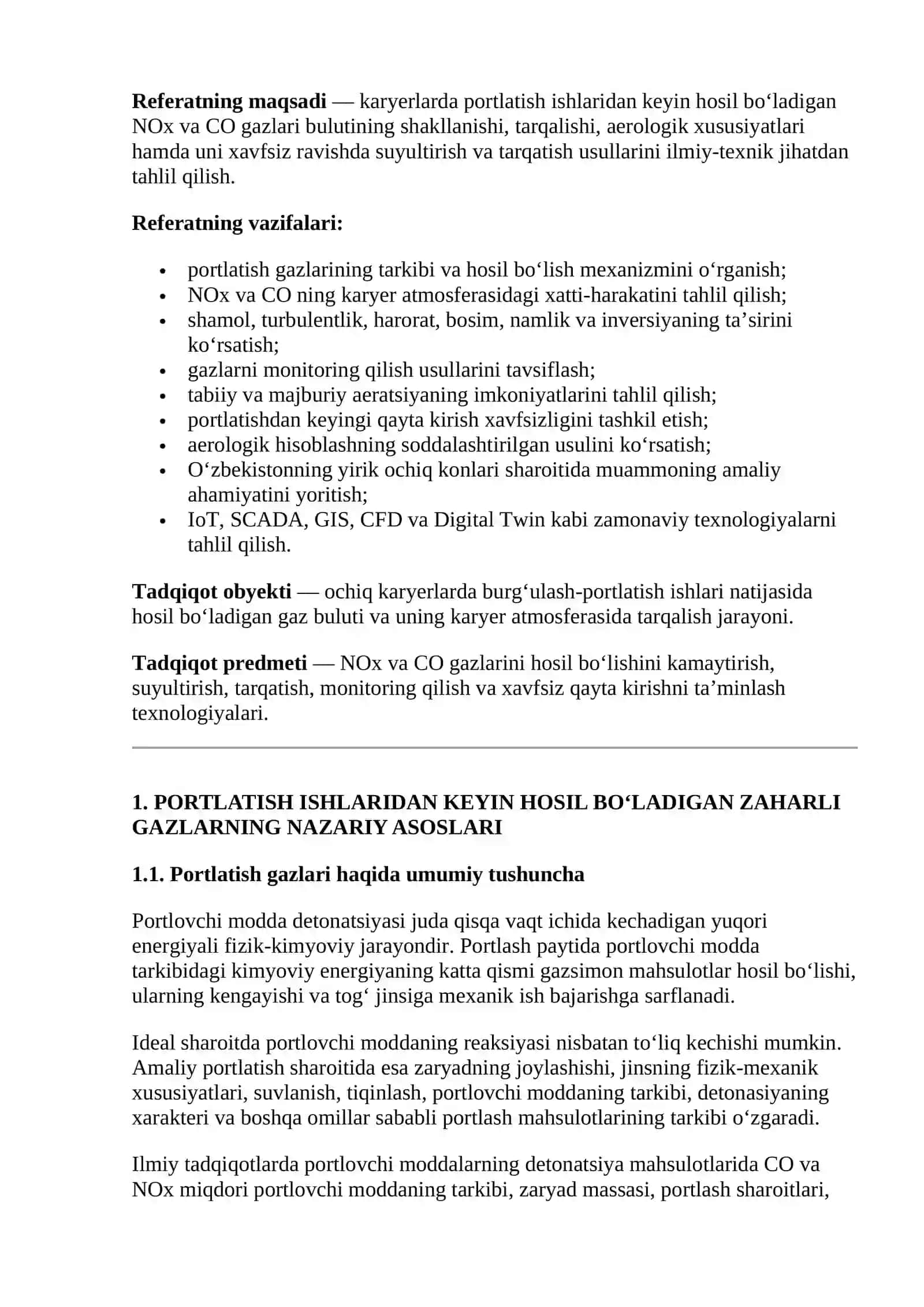 Portlatish ishlaridan keyin hosil bo‘ladigan zaharli gazlar (NOx, CO) bulutini neytrallash usullari 4