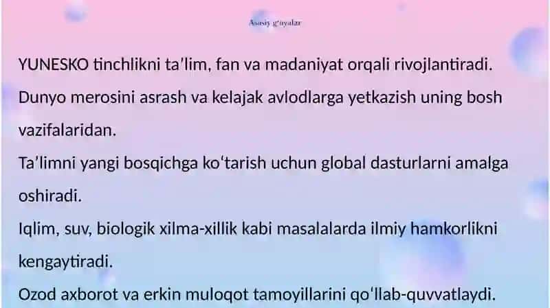 YUNESKO VA UNING FAOLIYATI 4
